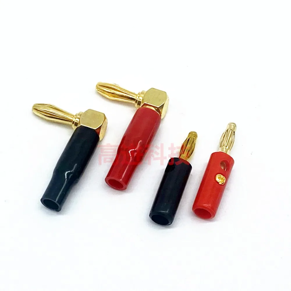 4PCS 4mm L-shaped Right Angle Banana Plug Soft Plastic Shell 90 Degree Banana Connector Red Black for Audio Video Speaker