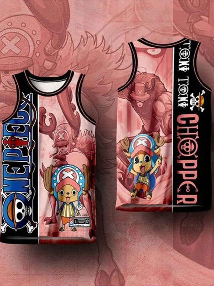 2026 Sommer One Piece Tony Retro Cosplay Weste Herren Übergroßes 3D-Druck Ärmelloses T-Shirt Familien-Unisex Kinder Sportshirt