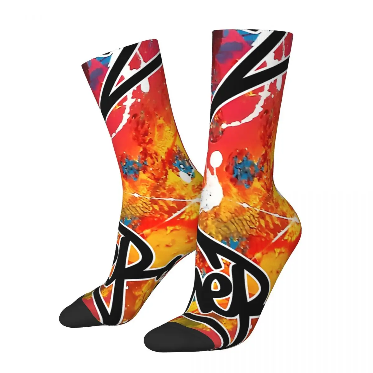 COLOURED TAGS OF ESONE ABSTRACT URBAN GRAFFITI STREET STYLE Sock for Men Harajuku Colorful Flower Seamless Crew Sock tops fugees