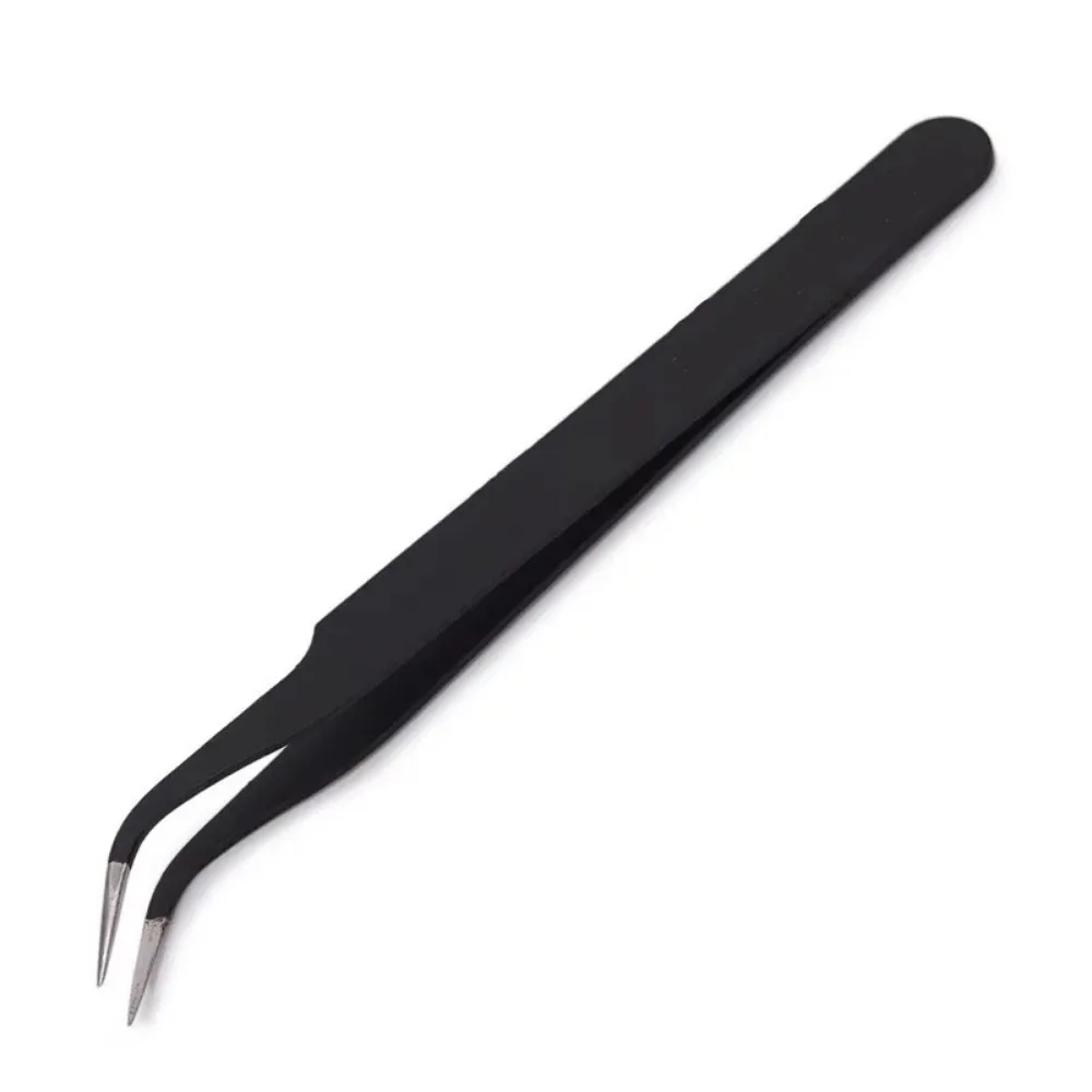 Pincettes antistatiques, pincettes noires de précision pour Nail Art et Extensions de cils, outils de beauté