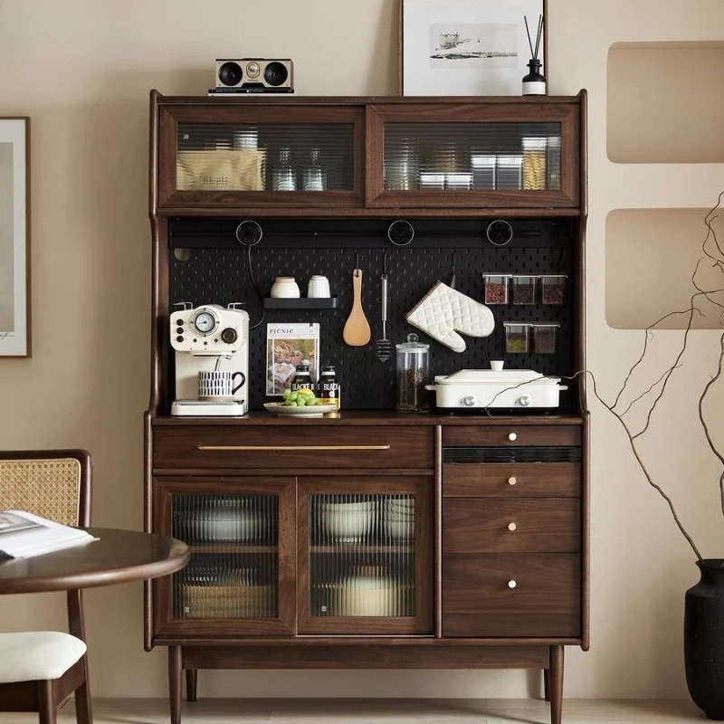 

Medieval solid wood dining side cabinet, simple modern restaurant cabinet, storage against the wall, wine cabinet integrated