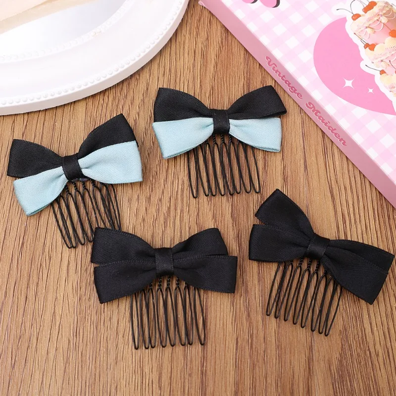 1/2pcs Sweet Black Bow Side Bangs Hair Clip Hairpin Cute Small Bowtie Hair Comb Kids Girls Bobby Pin Hair Accessories Headwear