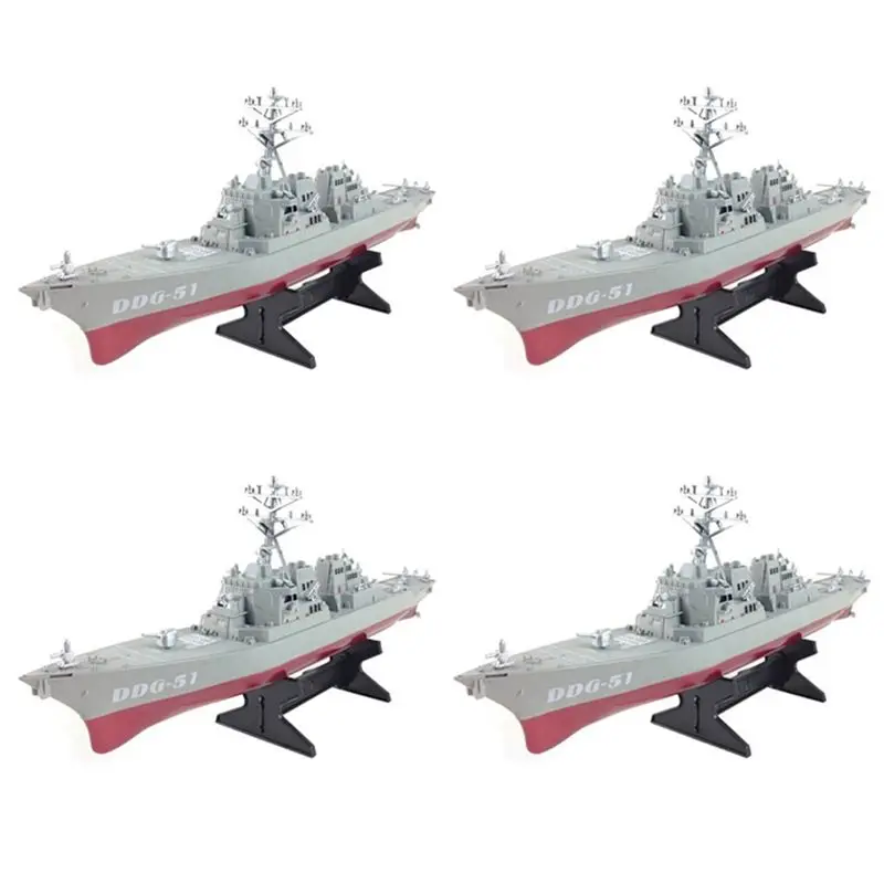 4X Modello di nave distruttore missilistico guidato statico con espositore Modello di nave da guerra Regalo di hobby educativi fai-da-te