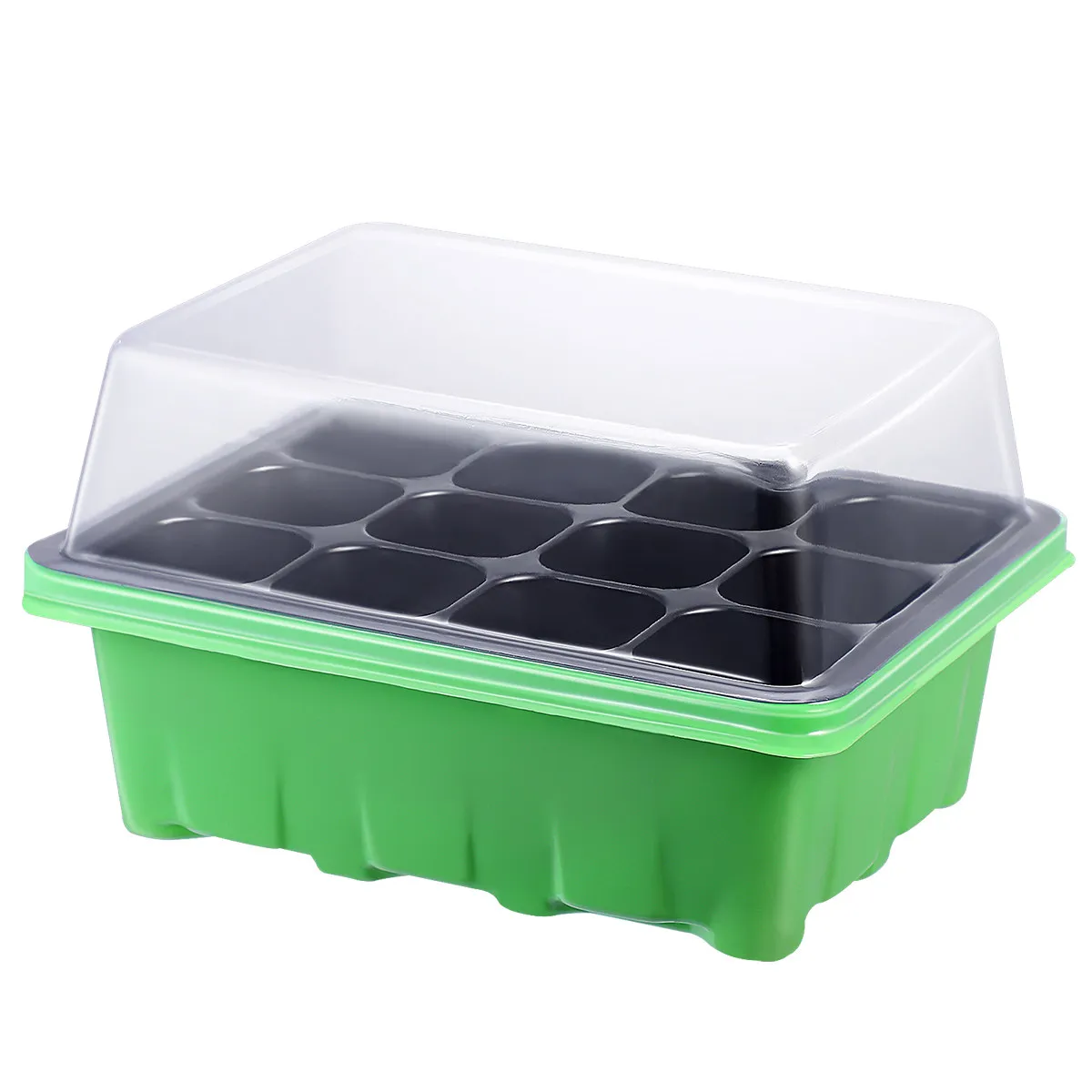 12-Cell Nursery Tray with Transparent Lid for Seed Starting, Garden Propagation & Home Gardening – 10 Pcs