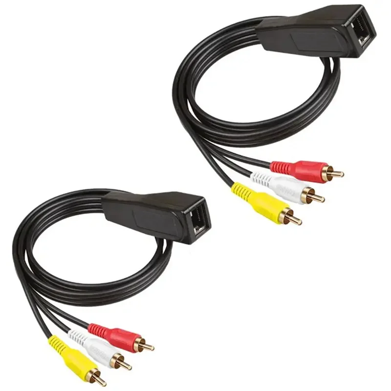 B50B-RJ45 hembra a 3RCA Rj45 a 3 flor de loto con extensor y cable de red para extender 305 metros de cable de audio y vídeo
