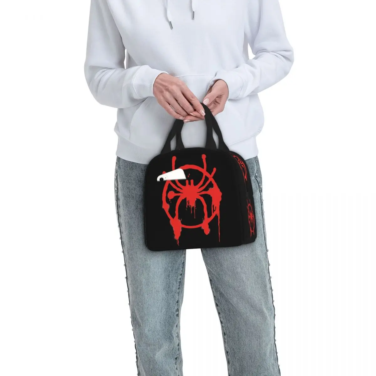 Spider Logo Spider Web Insulated Lunch Bag Thermal Bag Meal Container Portable Tote Lunch Box Men Women Work Travel