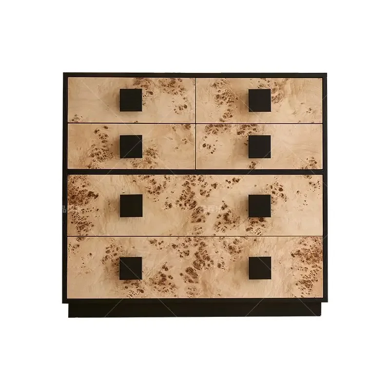 French retro entrance cabinet Solid wood antique living room wall locker American simple modern dining side cabinet