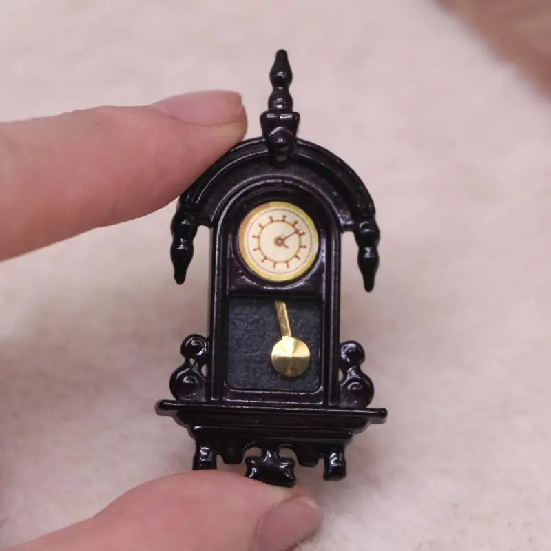 Doll House Living Room Decor 1/12 Scale Vintage Simulated Wall Clock Mini Model Micro Diorama Scene Dollhouse Furniture Prop