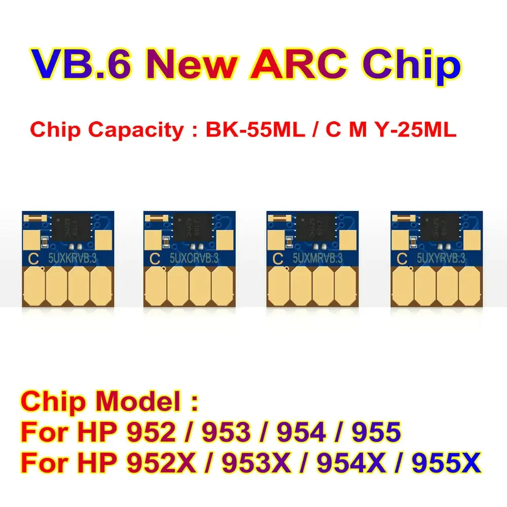 

For Hp VB.6 Arc Permanent Chip For HP 952 953 954 955 952X 953X 954X 955X Officejet Pro 7740 8210 8710 8720 8730 8740 Arc Chip