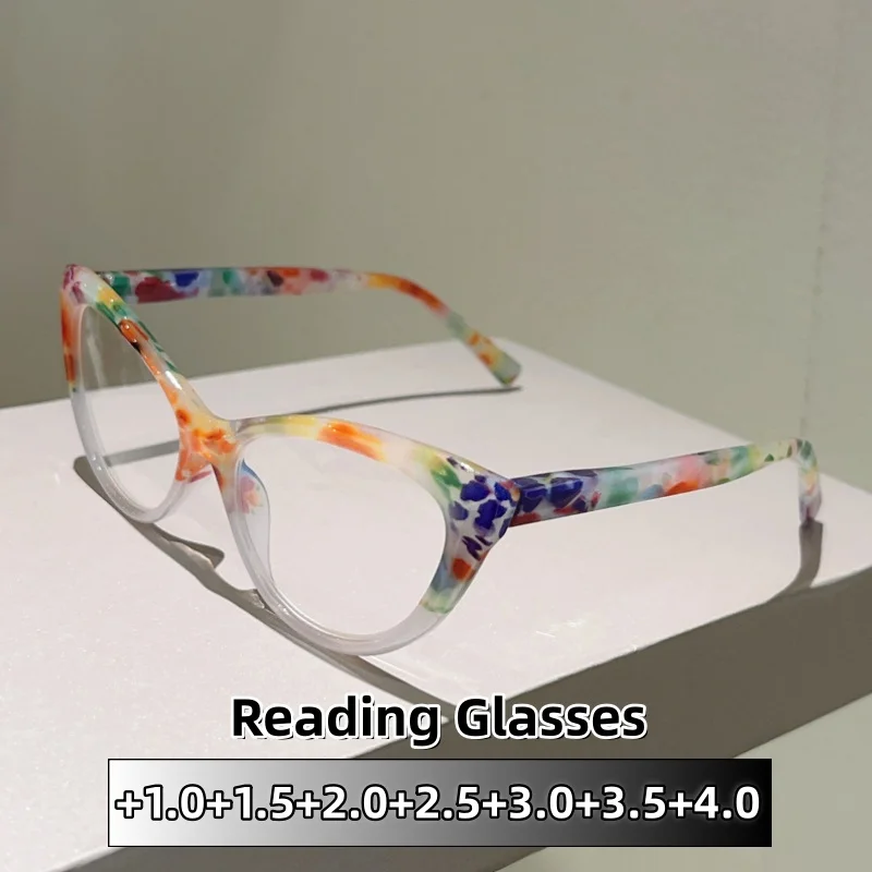

Personality Irregular Pattern Reading Glasses Women Men Casual Cat Eye Fashion Anti Blue Light Eyeglasses +1.0 To +4.0