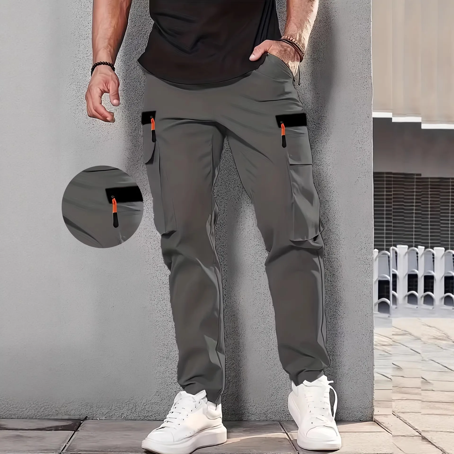 

Men's Multi-pocket Overalls Spring and Autumn Outdoor Casual Loose Straight Trousers