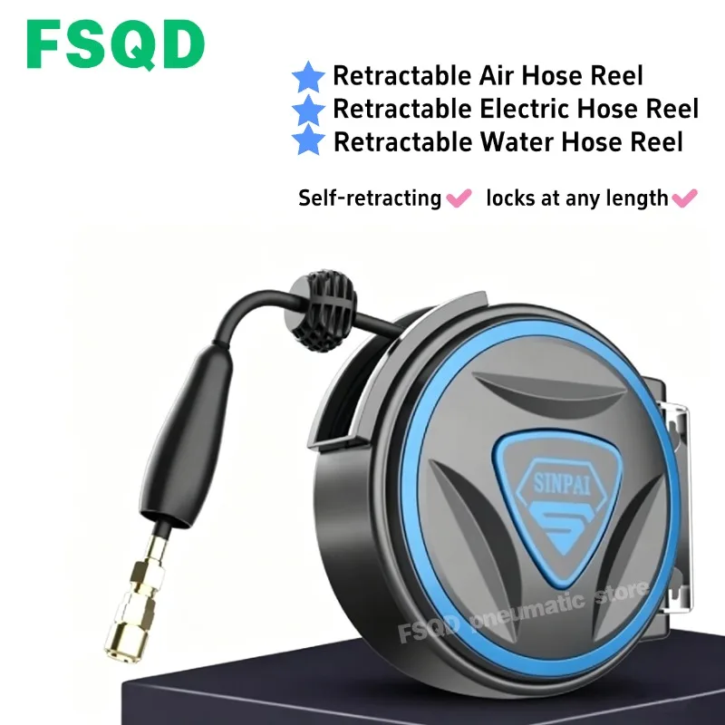

Retractable Air Hose Reel Self-Retracting Auto Rewind Water / Electric Cable Hose Reel for Auto Repair Car Wash Pneumatic Tools