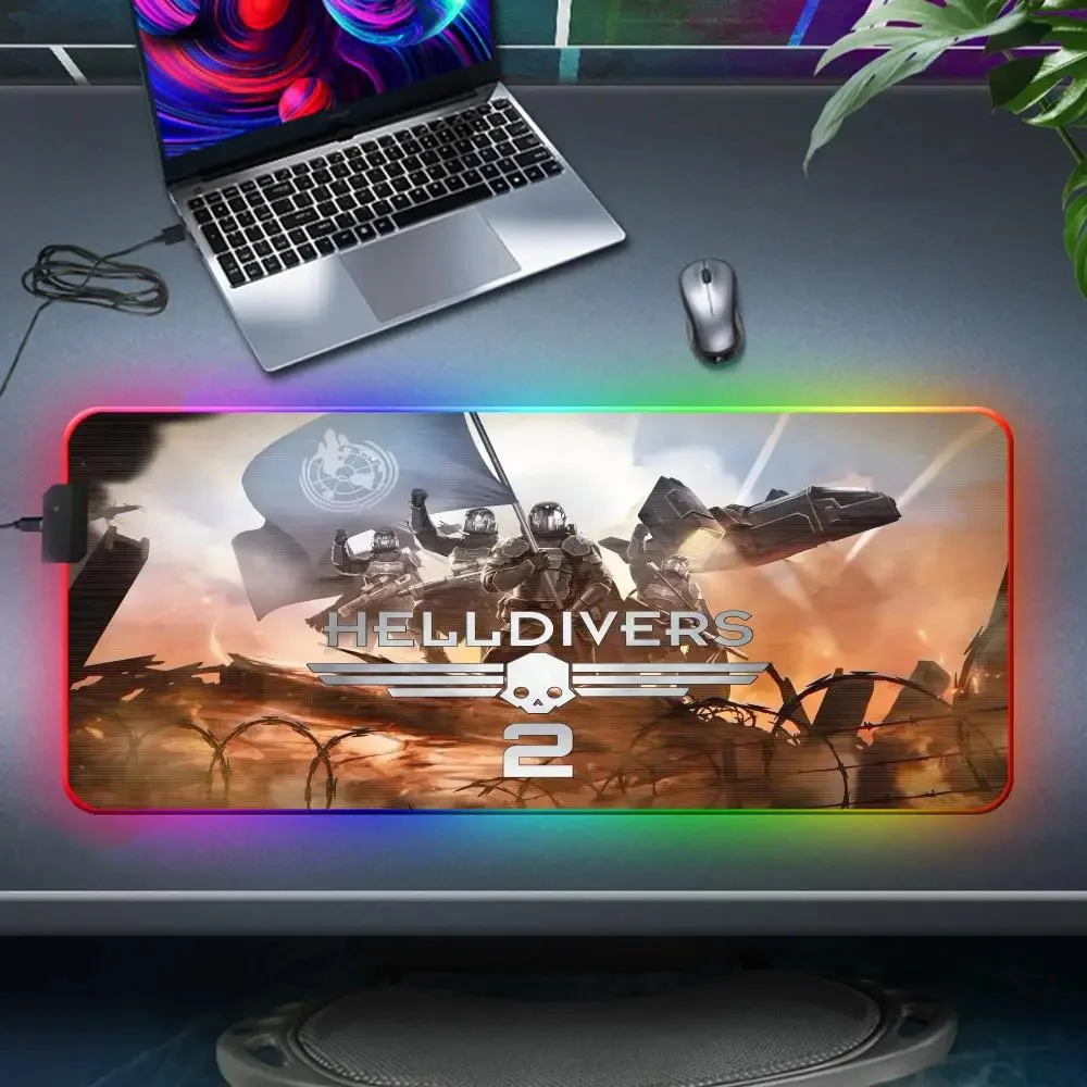 

Large Animation E-sports Luminescence Gamer Mat Popular Game H-Helldivers2 Rubber RGB Table Mat HD Customized Office Accessories