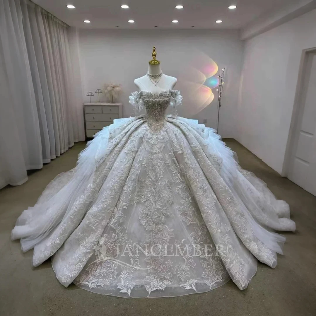 

Элегантные свадебные платья с вырезом-лодочкой, длинными рукавами, из органзы, в стиле принцессы, на заказ, бальные платья для невест, Vestidos De Novias