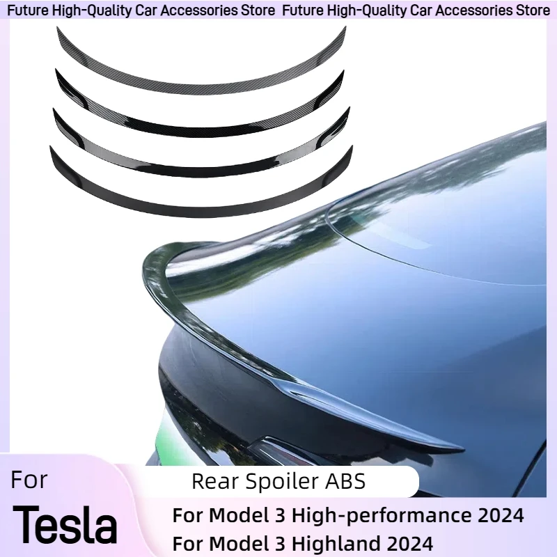 

ABS Spoiler Carbon Fiber For Tesla Model 3 High-performance/Highland 2024 Rear Spoiler Tail Wings Original Exterior Accessories