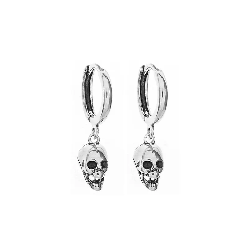 Orecchini con teschio placcati in argento orecchini ipoallergenici con testa di fantasma gotico per uomo e donna gioielli di Halloween alla moda