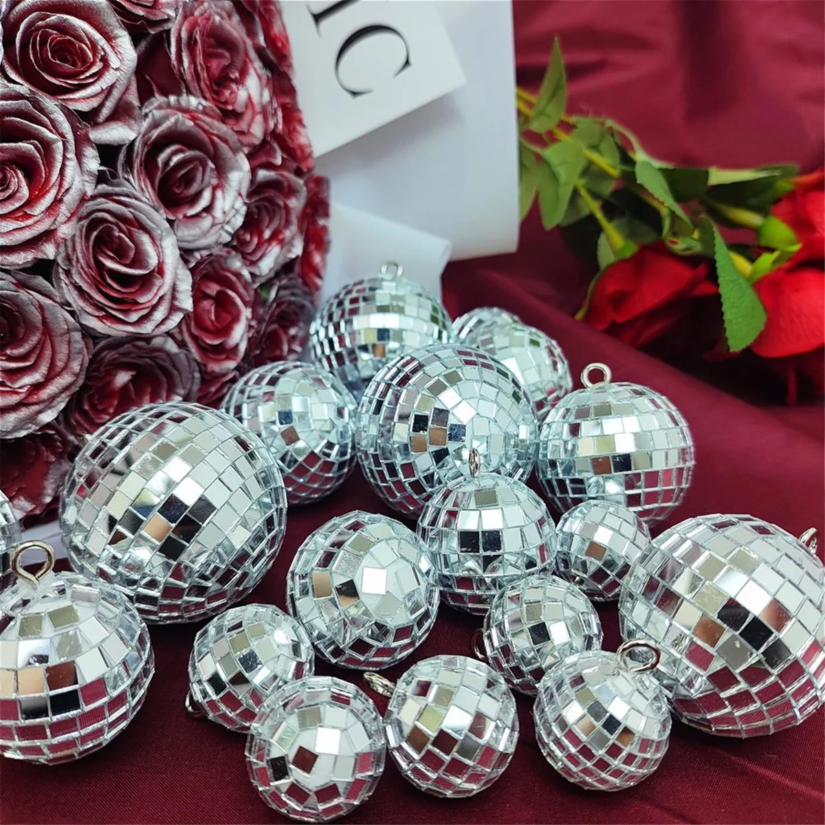 

PA-54 Pcs Disco Ball, Hanging Disco Ball Decor Mini Silver Disco Ball Cake Topper Mirror Ball Decorations Wedding