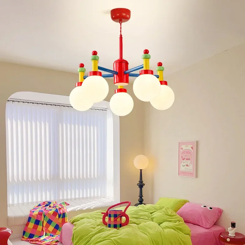 Romantic Warm Colorful Children\'s Room Ceiling Chandelier Macaron LED Lighting Pendant Lamp for Boys Girls Bedroom Study Fixture