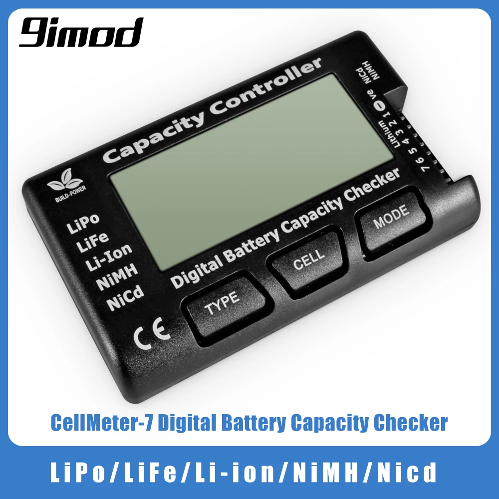 9IMOD RC CellMeter-7 مدقق سعة البطارية الرقمية LiPo LiFe Li-ion NiMH Nicd