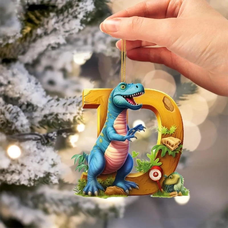 SZWA Letter Animal Acrylic Pendant Christmas Tree Hanging Oranment Navidad 2024 New Years Christmas Decorations for Home