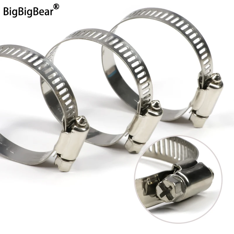 1 pièces colliers de serrage réglables en acier inoxydable 8 ~ 120mm collier de serrage de tuyau de Tube de carburant de voiture engrenage à vis sans fin pince outils robinet fixation de tuyau d'eau