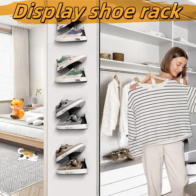 

CE4 Wall Mounted Floating Shoe Display Rack, H-Shaped Sturdy Suspended Shoe Wall Rack, Sports Shoe Holder Rack, Wall Shoe Rack