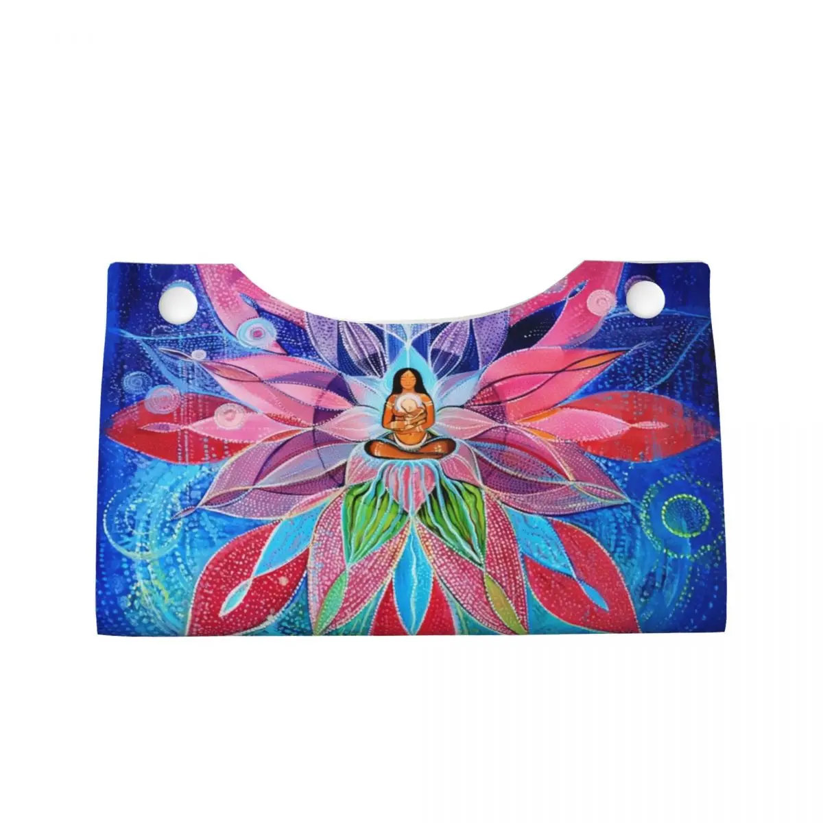 Custom India Mandala Zen Buddha Tissue Box Cover Rectangular PU Leather Facial Tissues Holder for Home