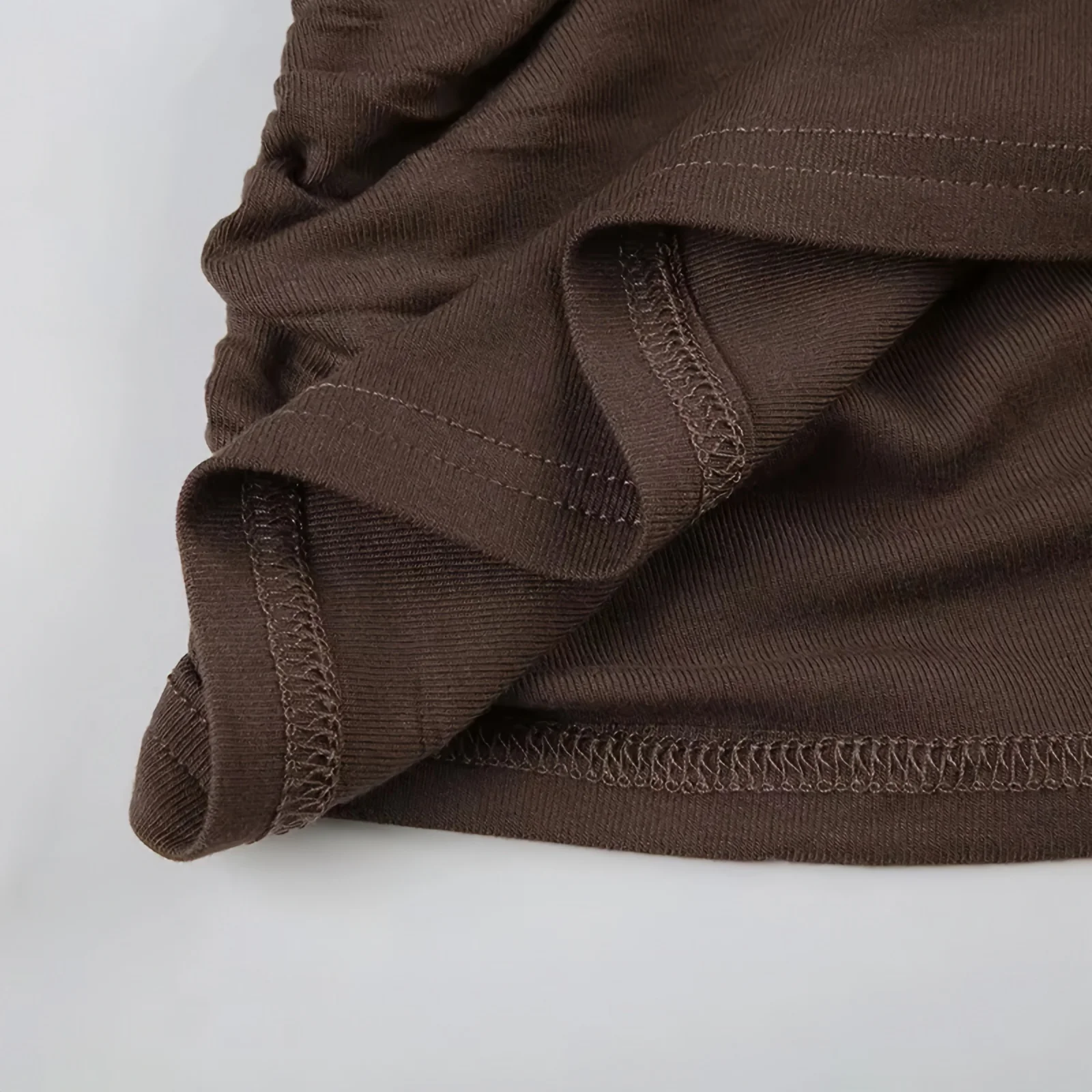 Damen Y2K Holzring One-Shoulder-Top mit ausgestellten Ärmeln, geraffter Taille, schmaler Passform, Vintage Boho Bluse – Detail 8