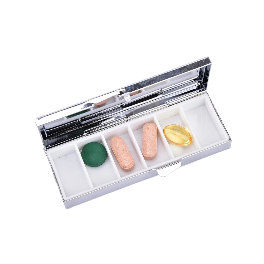 1pc 6 Grid Folding Pill Case Container For Medicines Organizer Pill Box Travel Essential Pill Splitters