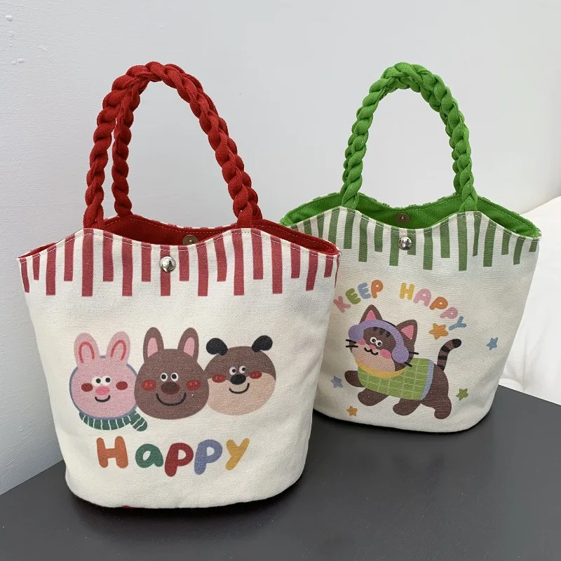 

Fashion Simple Canvas Women Tote Bags 2025 New Small Cloth Ladies Hand Bag Fabric Female Handbags Japanese Lunch Bag Picnic Gift