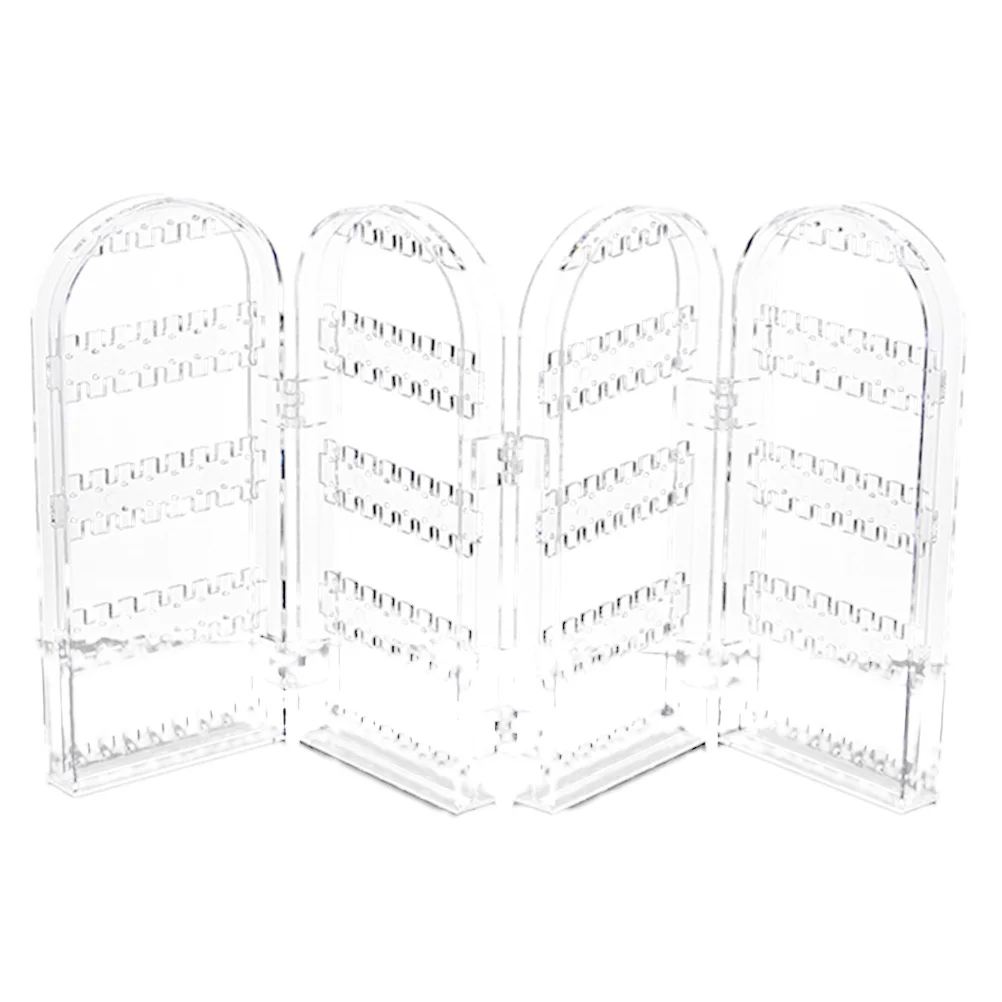Jewelry Earring Holder Folding Plastic Stand Four Parts Transparent for Jewelry Storage Display Organizer Earring Rack