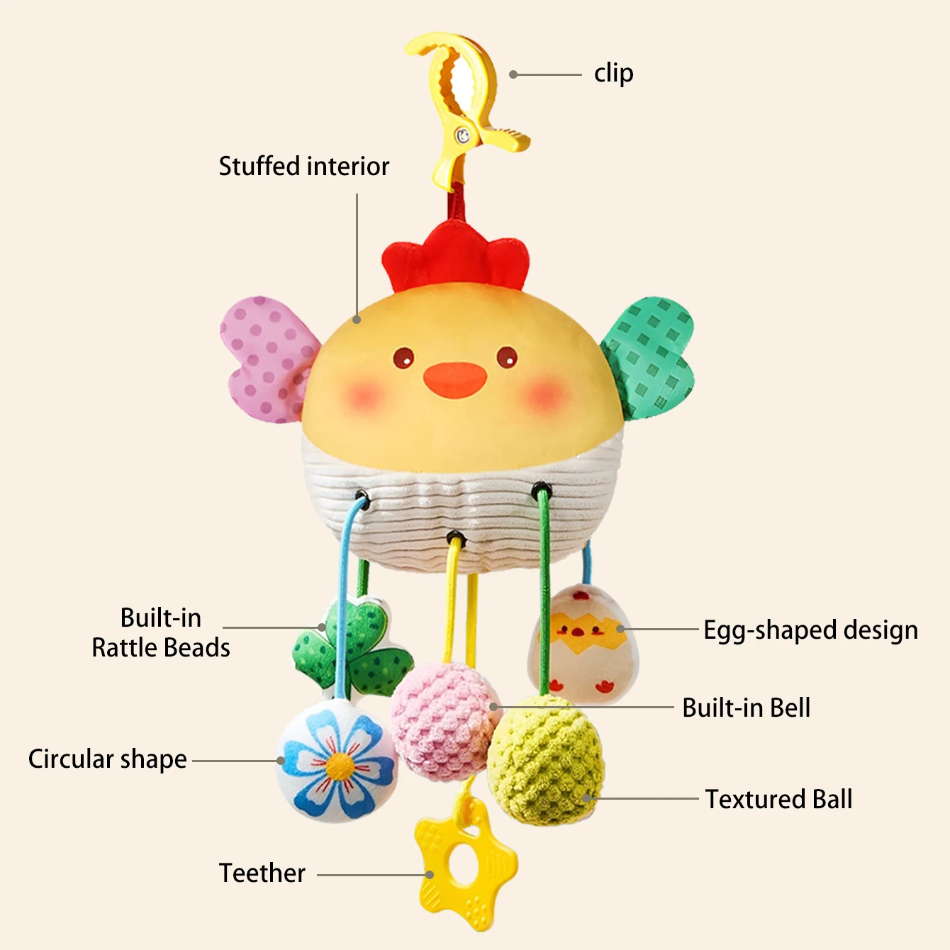 جرس سرير لعبة الأطفال - سرير متحرك على شكل سرطان البحر، خشخيشة معلقة لعربة الأطفال المهدئة كهدية للعطلات