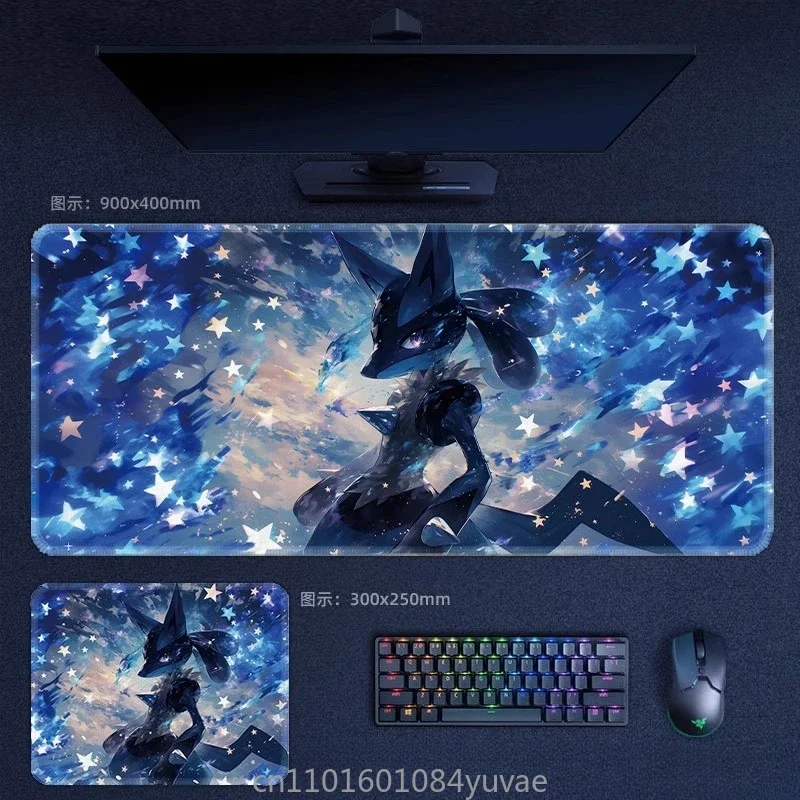 

2025Landscape Pokémon Pikachu Mewtwo Eevee Leather Mouse Pad Lucario Squirtle Gardev Men Keyboard Pad Large Game Table Mat