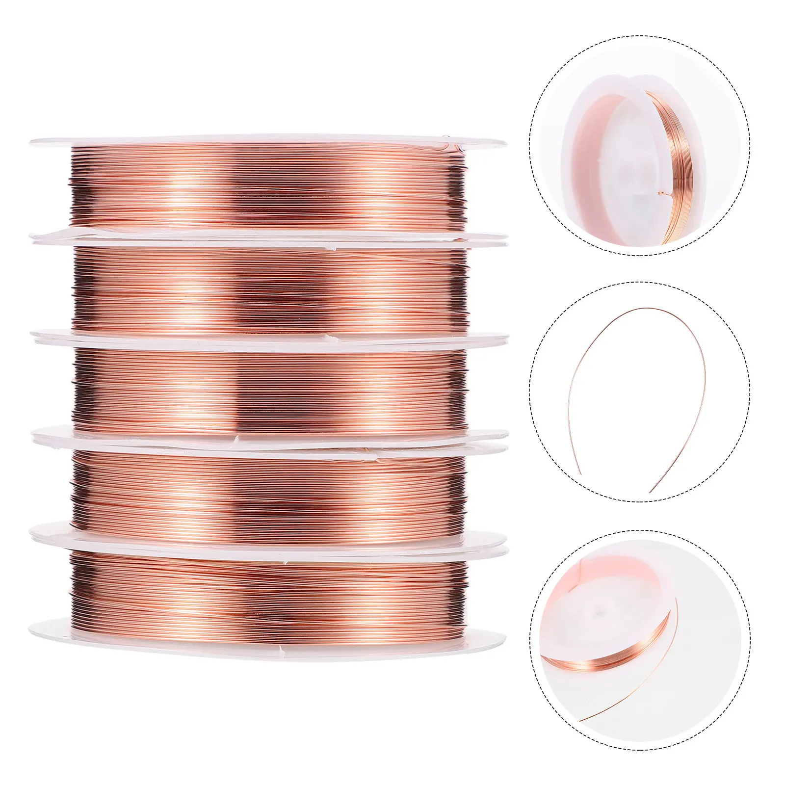 

5 рулонов медной проволоки для изготовления ювелирных изделий своими руками, прочная, гибкая, легкая, не подверженная коррозии, для бисероплетения, сережек, ожерелий