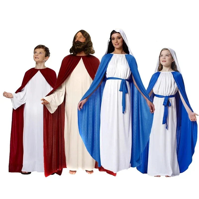 

Men Jesus and Virgin Mary Costume Roman Greek Women Nun Party Cosplay Costume Virgin Mary Religious Sister Halloween Dress Adul