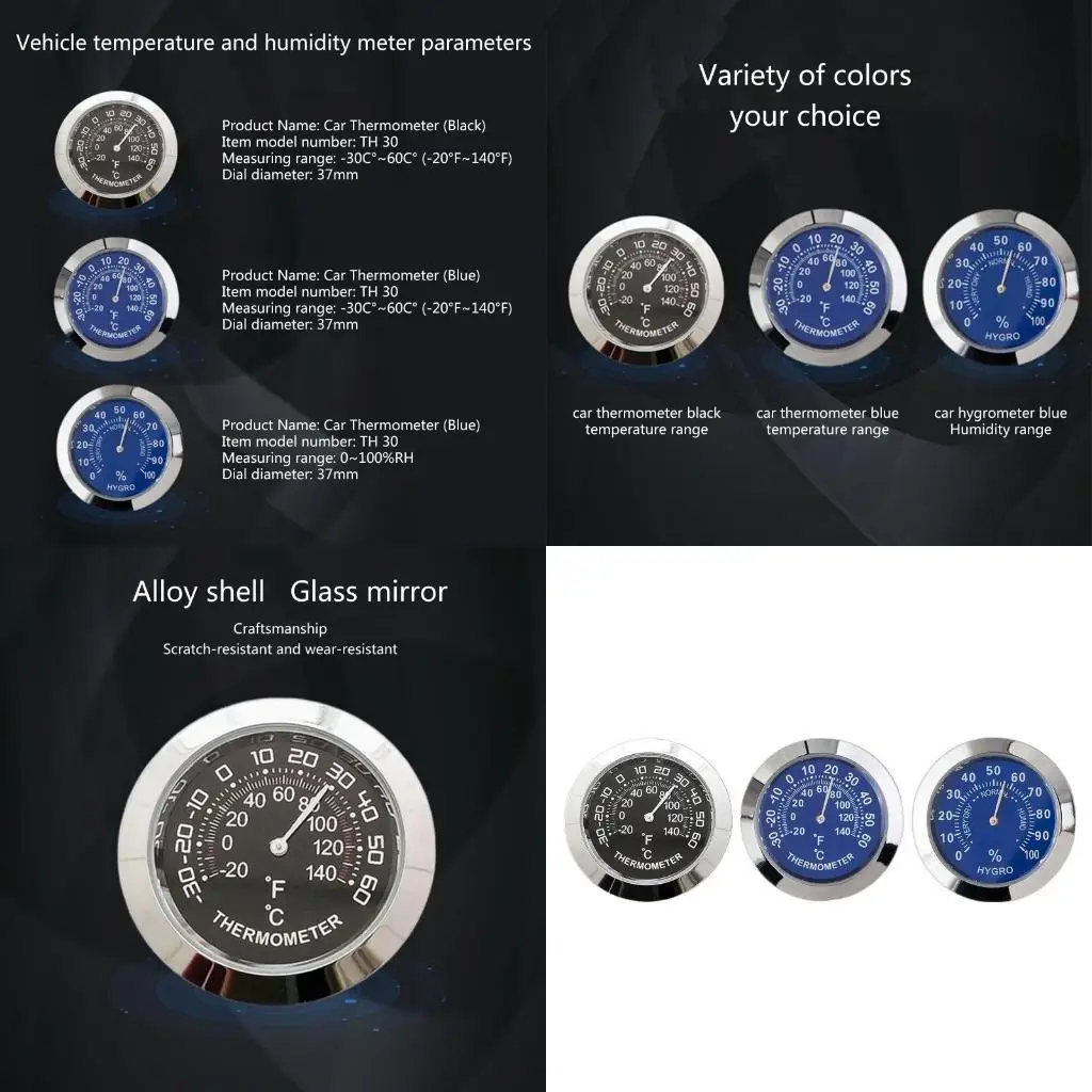 

R9UF Auto Car Vehicle Thermometer/Hygrometer Mini Small Dashboard Thermometer Decor