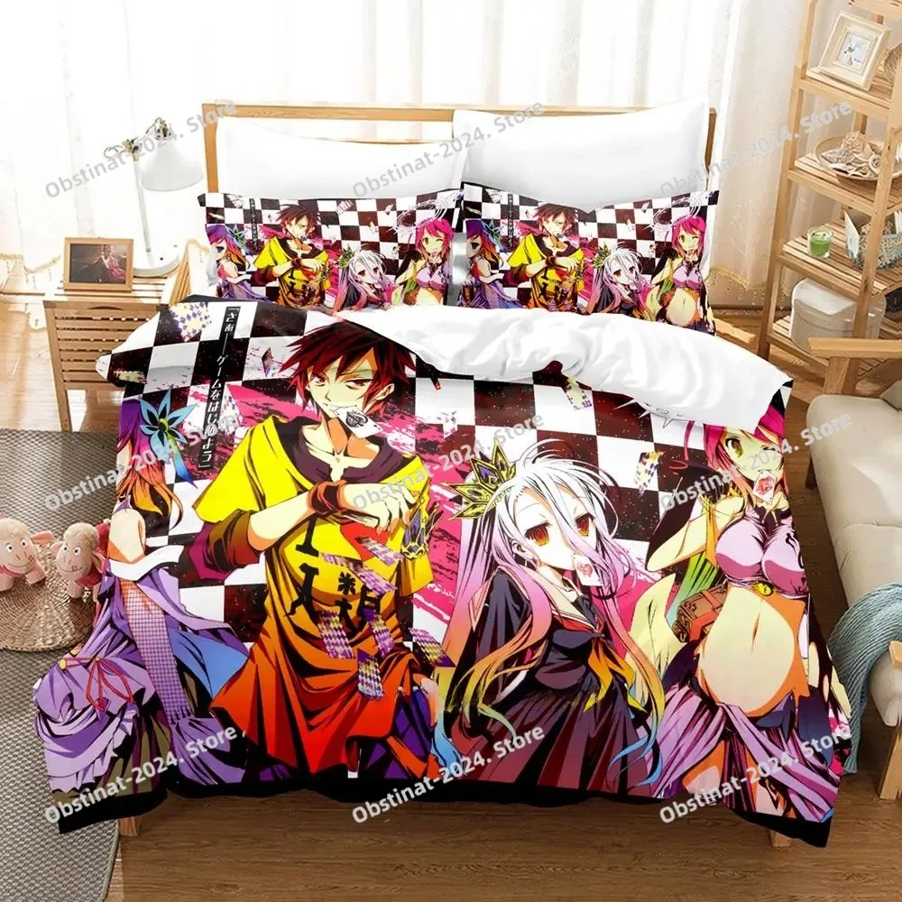 

New Game No Game No Life Sora And Shiro Bedding Set Single Twin Full Queen King Size Bed Set Adult Kid Bedroom Duvet Cover Sets