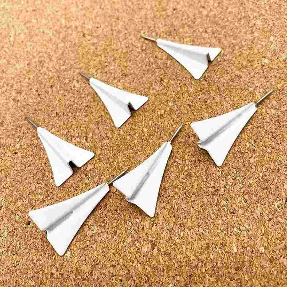 12 Pcs Paper Airplane Aircraft Pushpin Tacks National Flag Pins Abs Steel Daily Use Thumbtacks