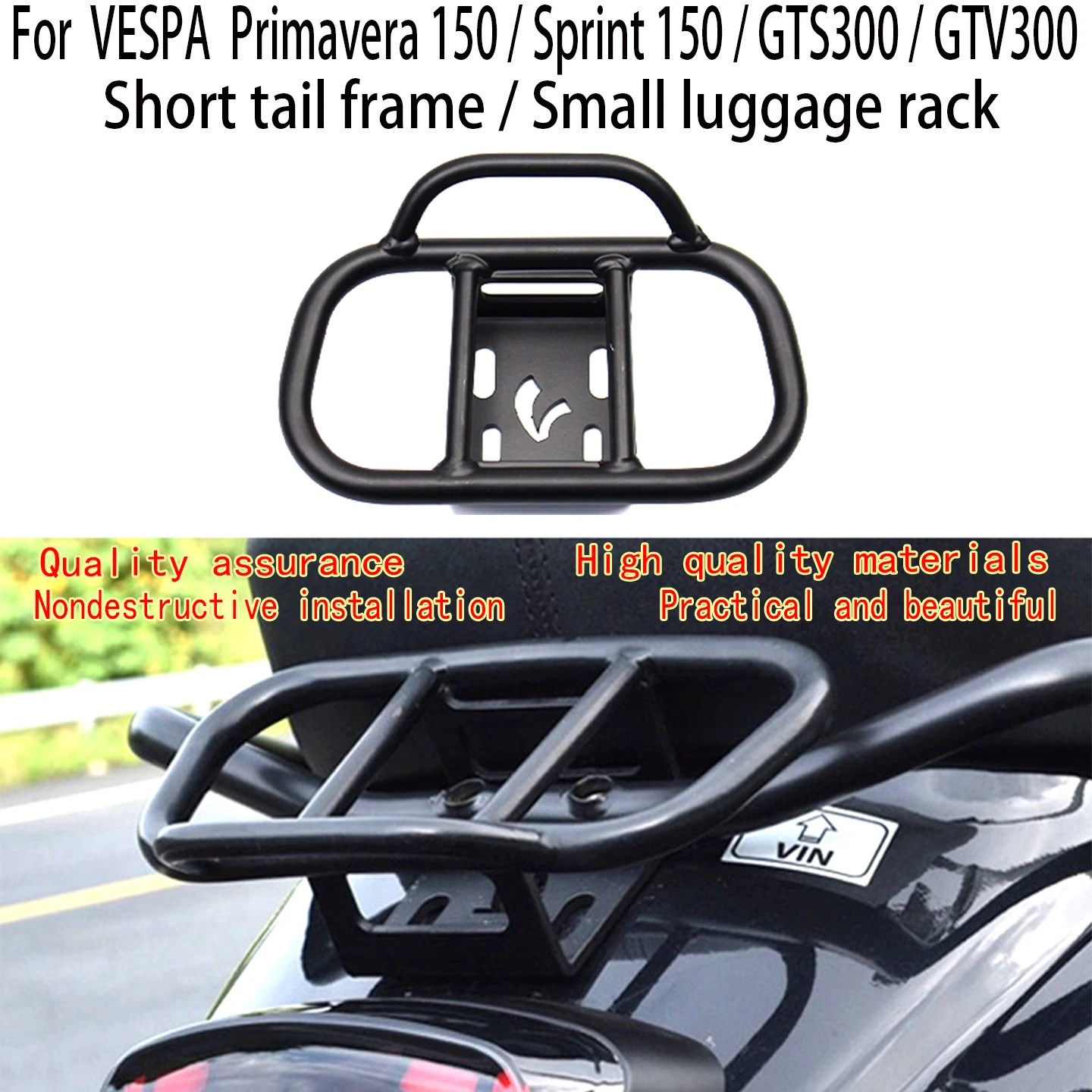 

For VESPA GTS300 Short tail frame Vespa Primavera150 Small luggage rack VESPA GTV300 Small shelf Vespa Sprint 150 Rear tailstock
