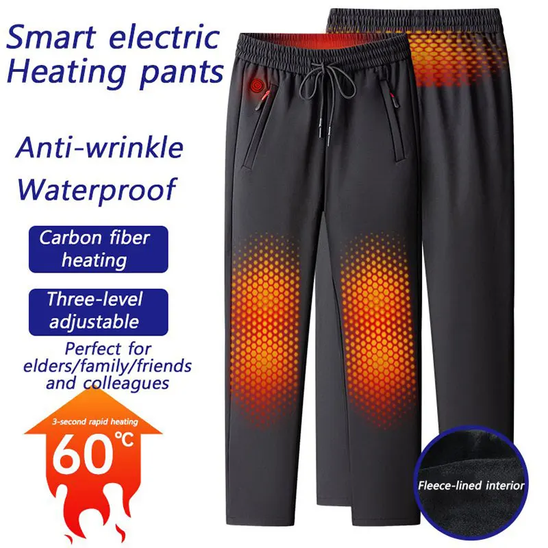 6 Zone Winter Men Thermal Heating Ski Pants Warm Trousers Women Winter Sports Heating Warm Pants (Not Included The Power Bank)