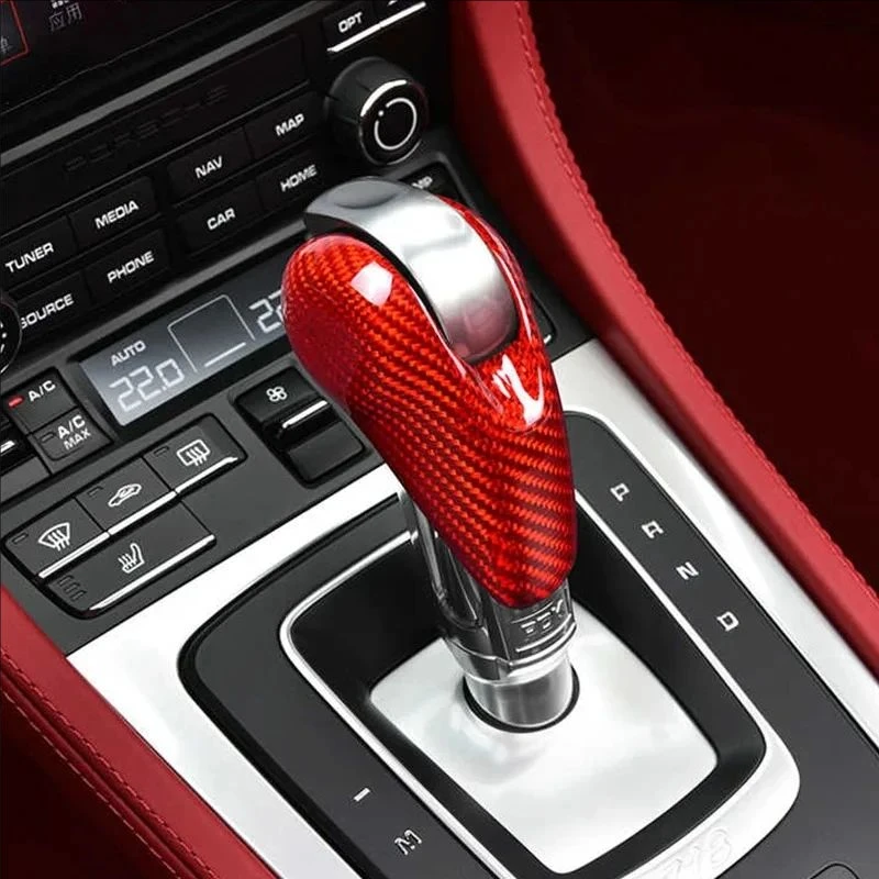 

Car Sticker Console Gear Shift Head Decoration Cover For Porsche Macan Panamera 718 911 Boxster Cayman Trim Carbon Fiber Sticker