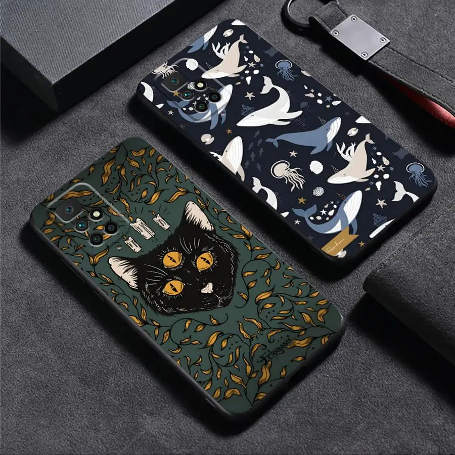 حافظة لهاتف شاومي ريدمي 12C 9 K40 K80 Pro A3 A5 14C A4 13C 10 A1 A2 Plus كارتونية ثلاثية العيون قطة