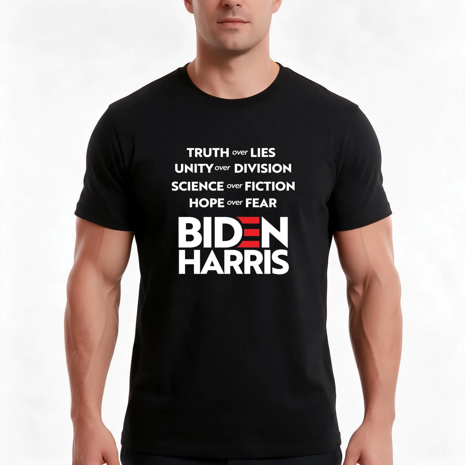 T-shirt Biden Harris 2020 : vérité, unité, science, espoir, t-shirt décontracté d’été en coton, hauts amples de style streetwear, imprimé graphique vintage.