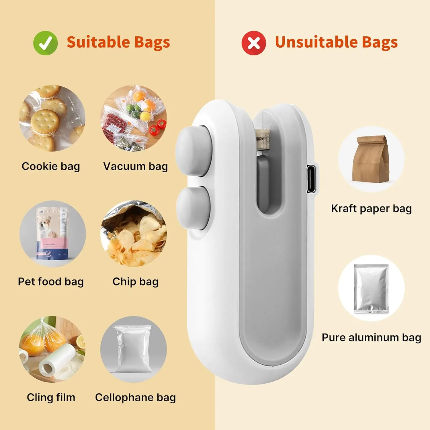 

USB Rechargeable Portable Food Plastic Bag Sealer Vacuum Mini Sealing Machines