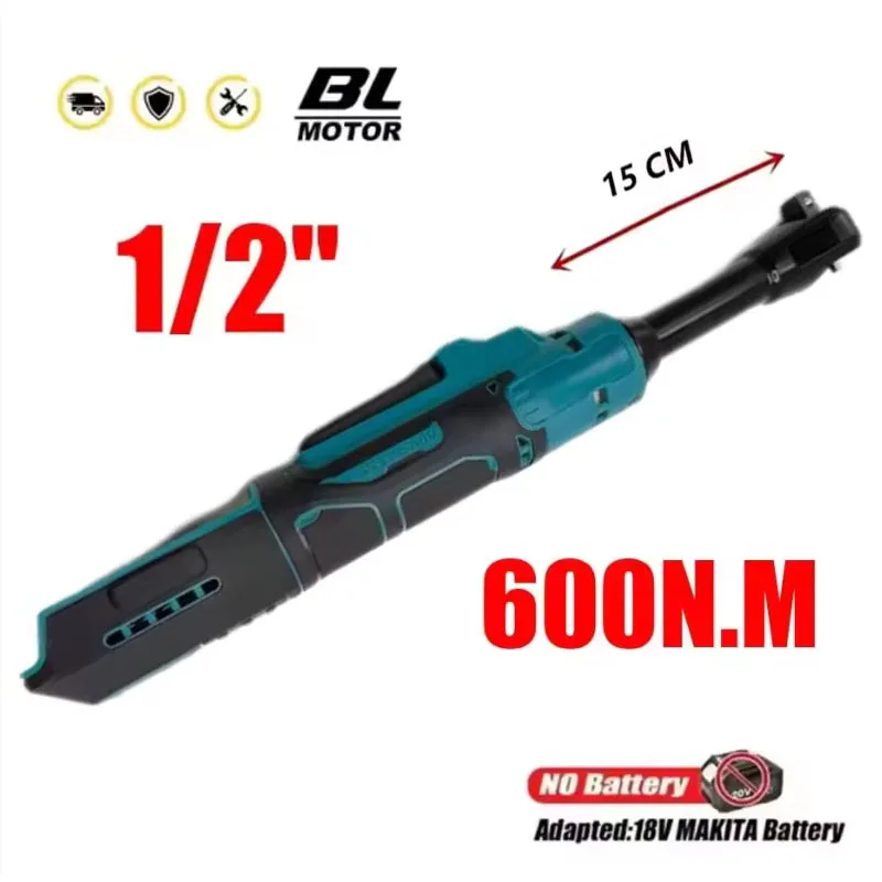 

For Makita 18V Battery Brushless Electric Ratchet Wrench 1/2" Extended Head Removal Screw Nut 600N.m Cordless Driver Power Tools