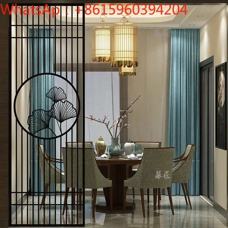 Customized modern and minimalist stainless steel screen, metal partition, dining room, hotel engineering, light luxury,