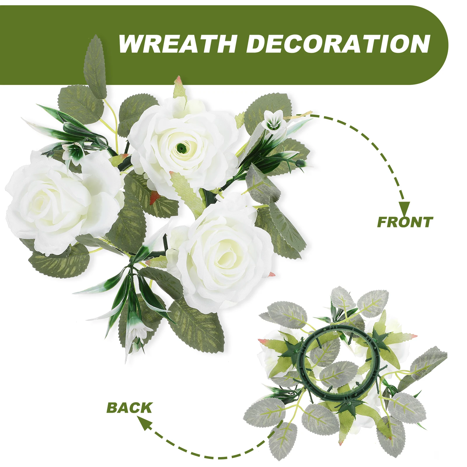 

Artificial Flowers 20cm White Rose Ring Wreath Lightweight Wedding Party Decoration Tabletop Props Flower Arrangement
