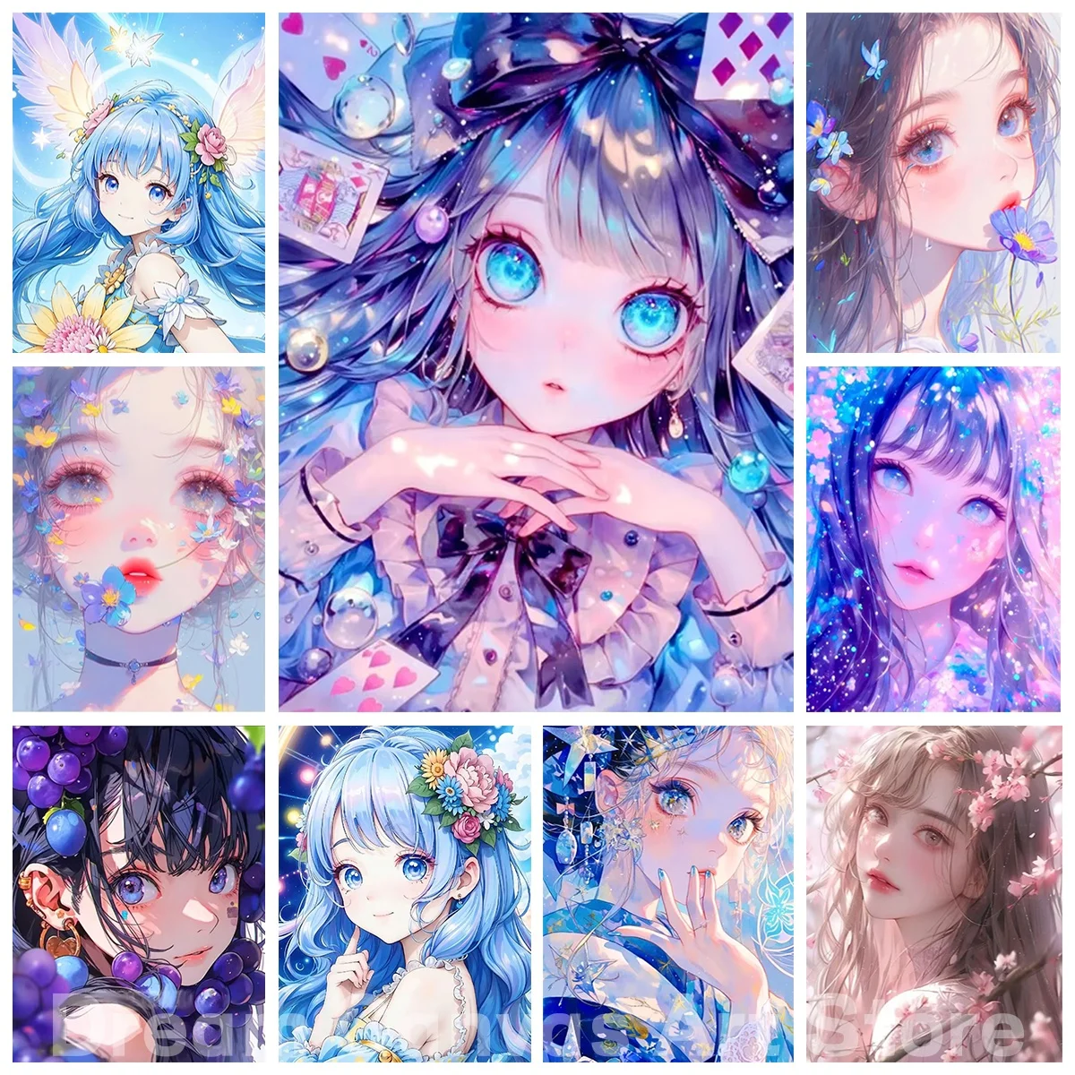 

Набор «сделай сам» с рисунком японского аниме для девочек, цифровая картина маслом, безрамная цифровая раскраска, украшение для дома, подарок для взрослых.