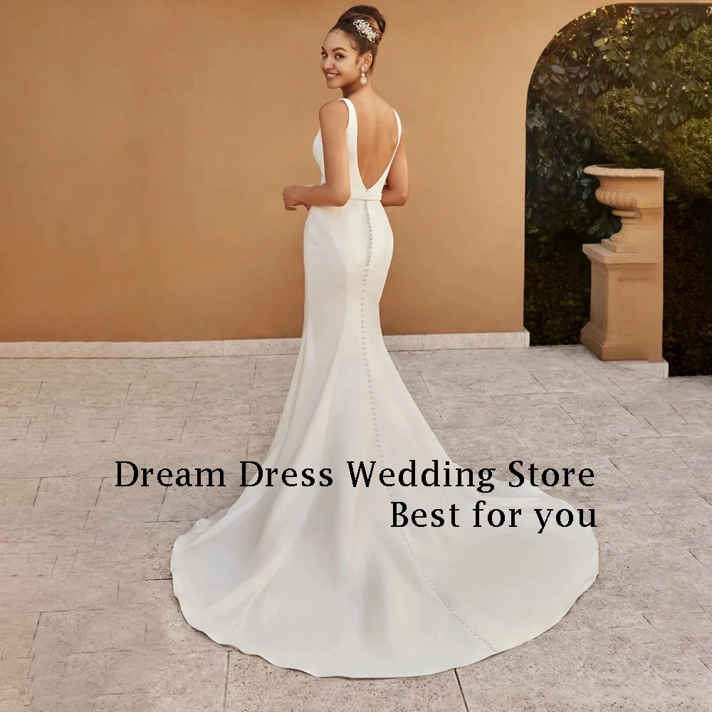 DREAM Customized Elegant Long Wedding Dresses V-Neck Backless Floor-Length Mermaid Brides Dress Women Vestidos De Novias 2025