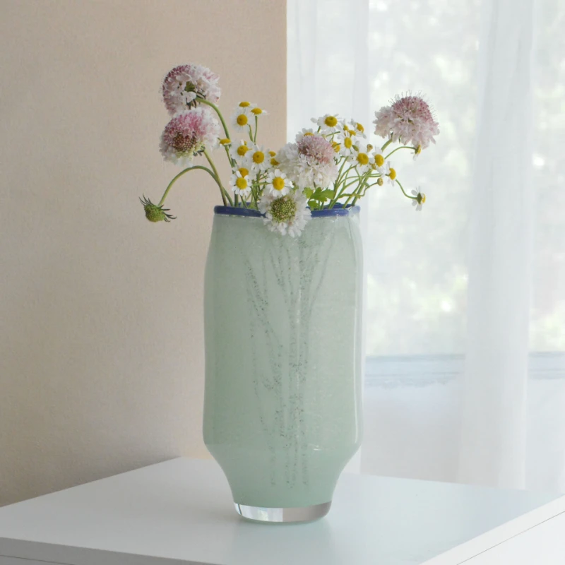 Color large diameter high-grade glazed vase home desktop flower arrangement decorative ornament model room high-end